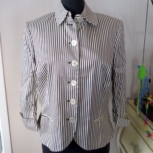 Vintage Lauren Ralph Lauren Women's Striped Jacket Blazer, Cotton/Silk